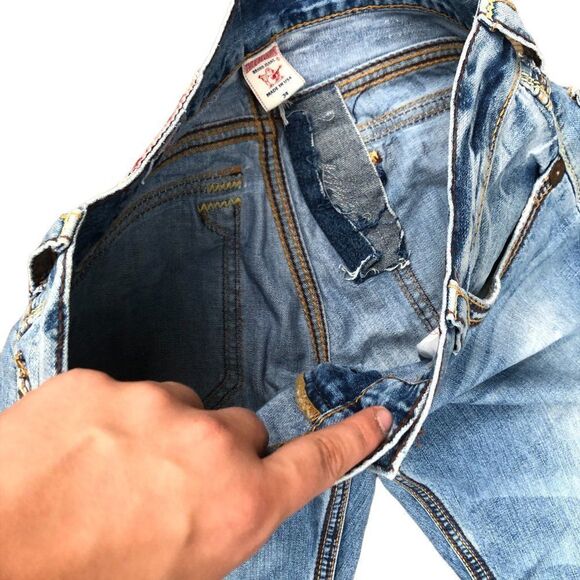 Vintage True Religion Jeans Size 34 RICKY BIG QT Blue - Picture 6 of 10